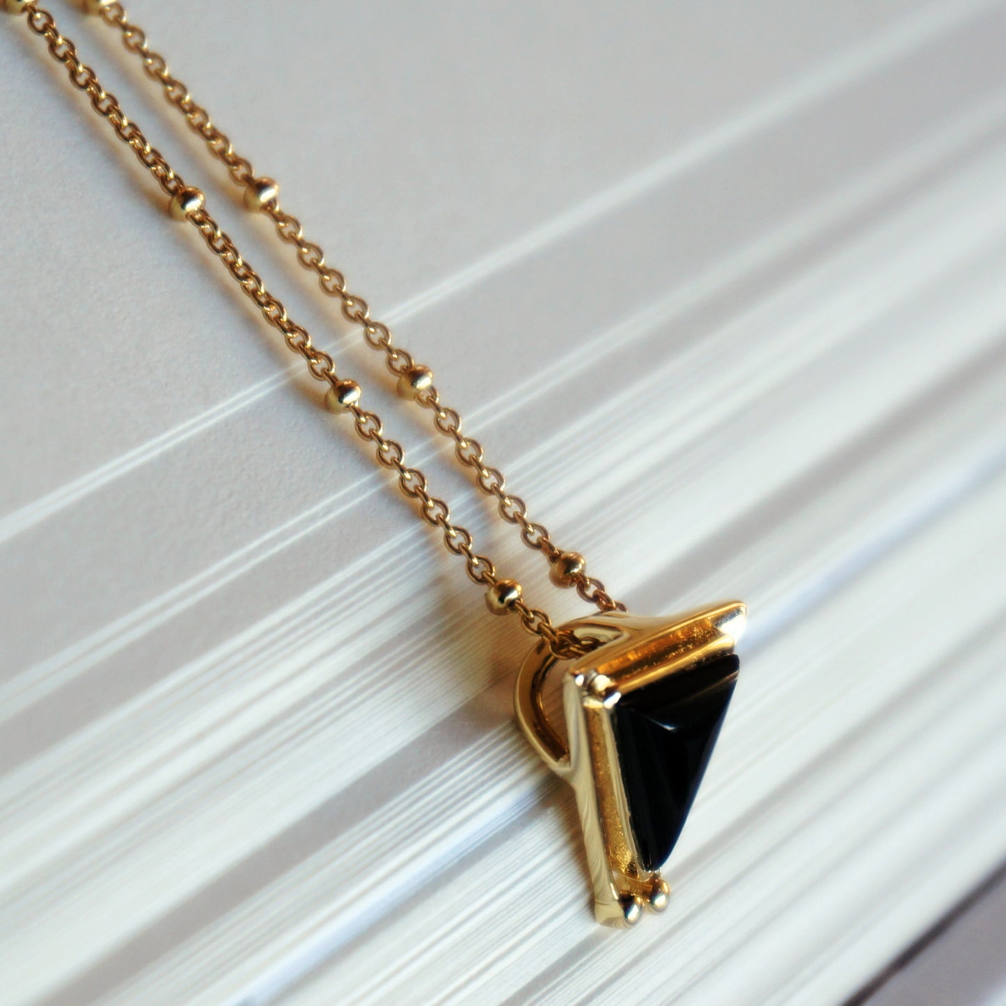 18K Gold Hanale Necklace - Onyx