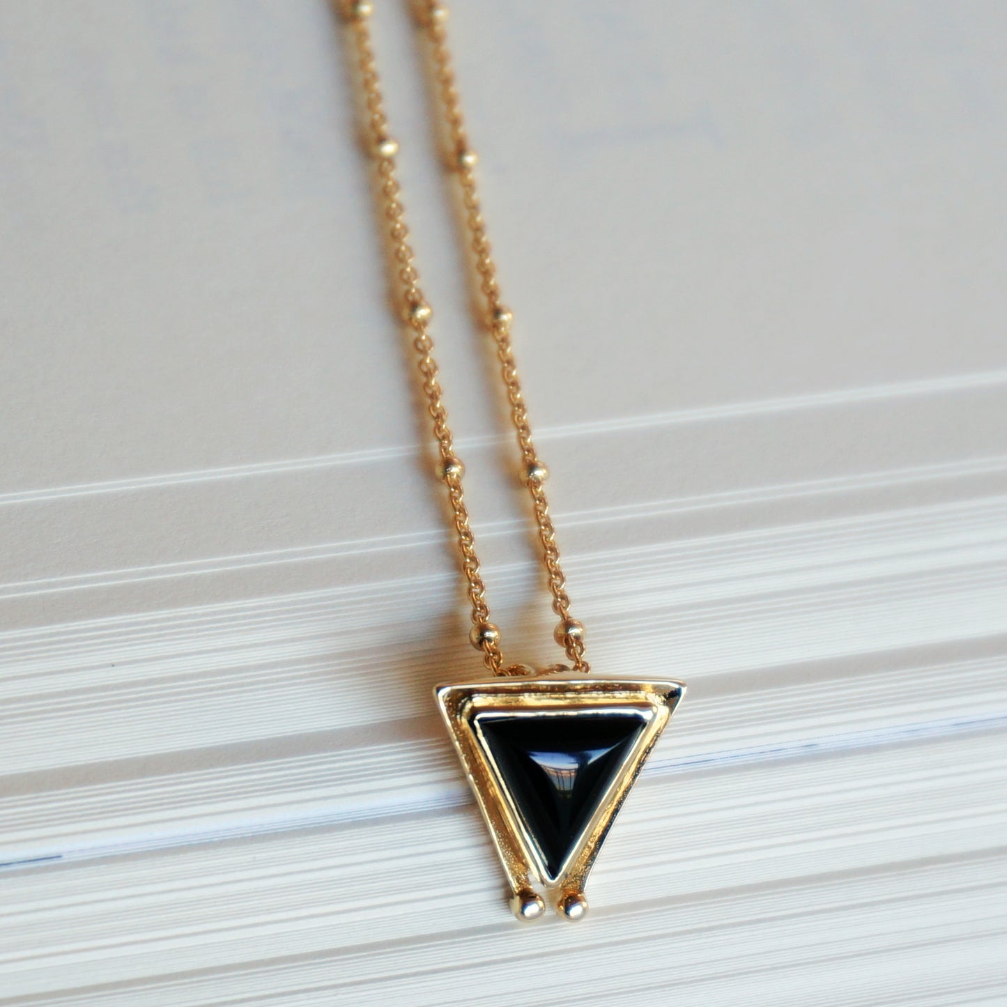 18K Gold Hanale Necklace - Onyx
