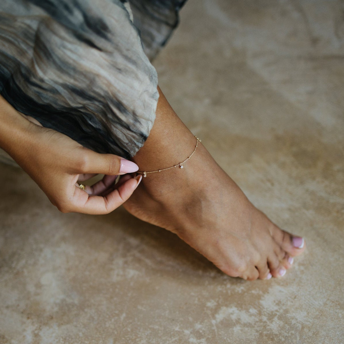 Emma 3 Stone CZ Anklet