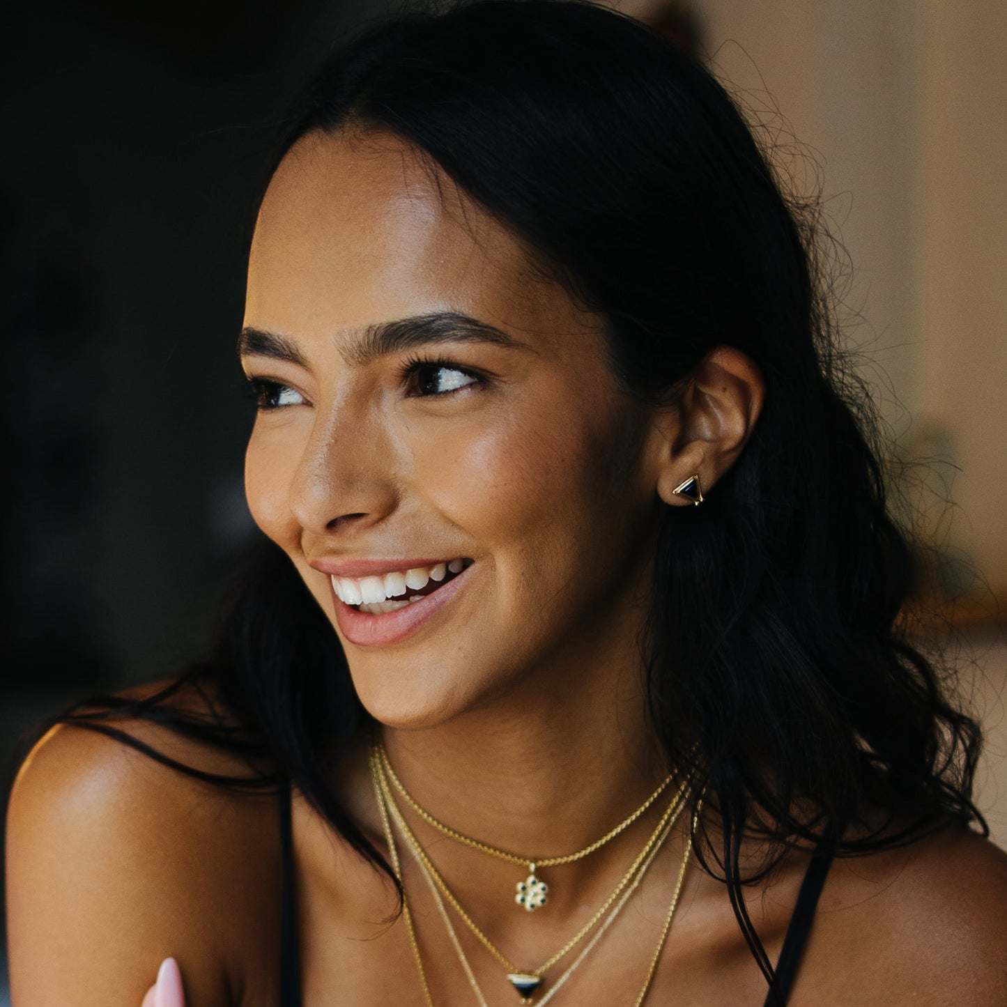 Hanale 18k Gold Earrings - Onyx