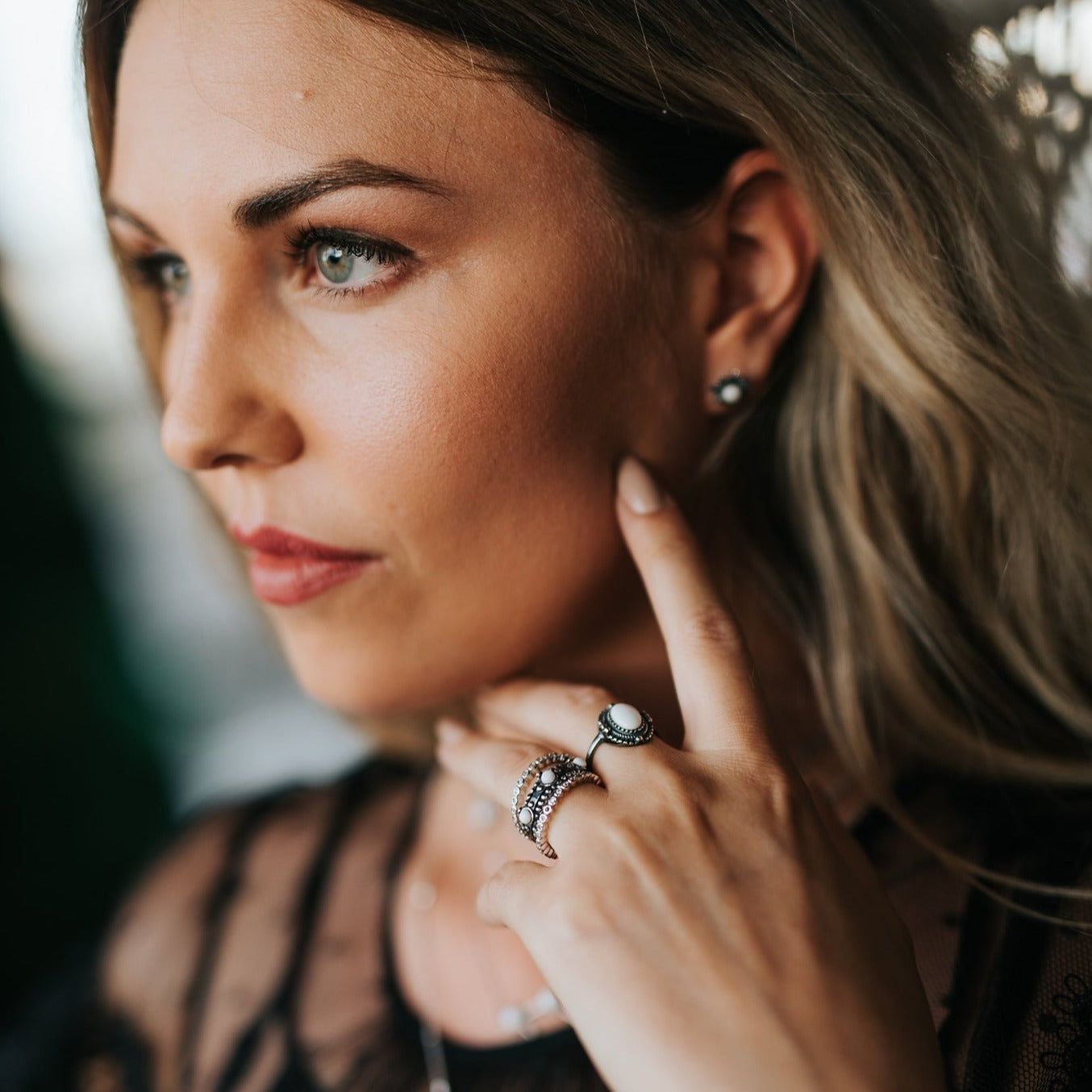 Riley White Agate Ring