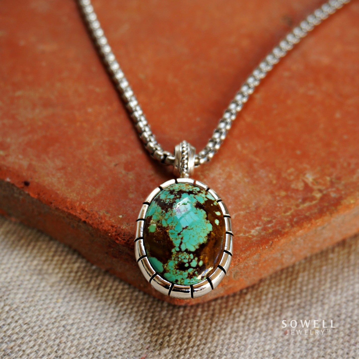 number 8 turquoise pendant necklace sowell jewelry