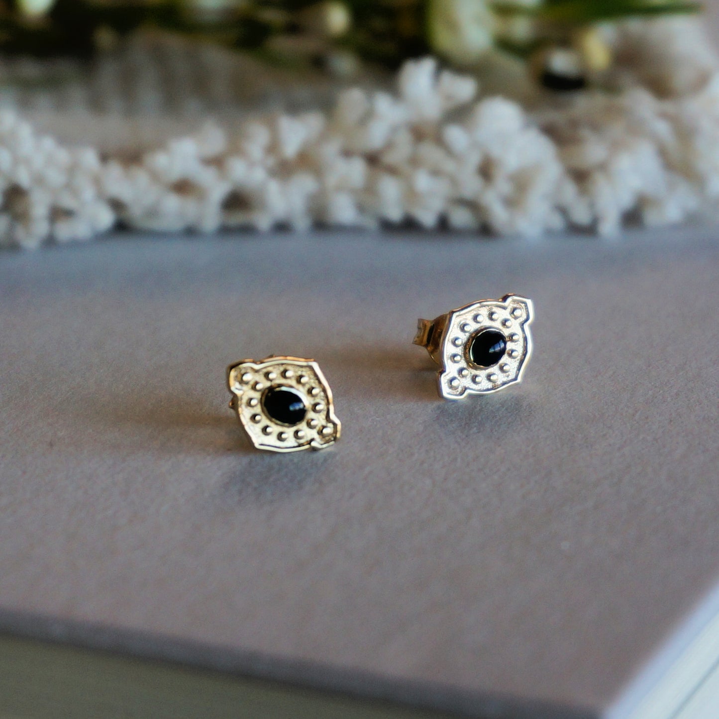 Yana 18k Gold Earrings - Onyx