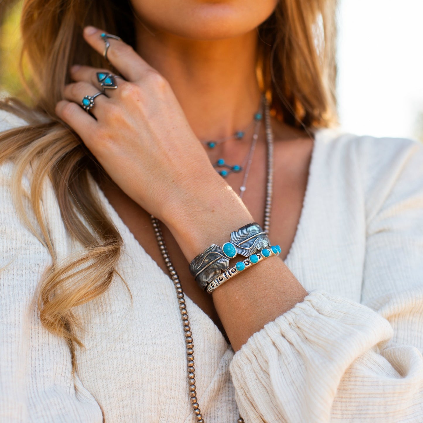 Feather Turquoise Bracelet - SOWELL JEWELRY