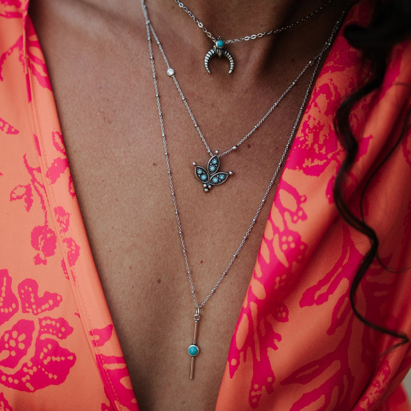 Cactus Flower Turquoise Necklace