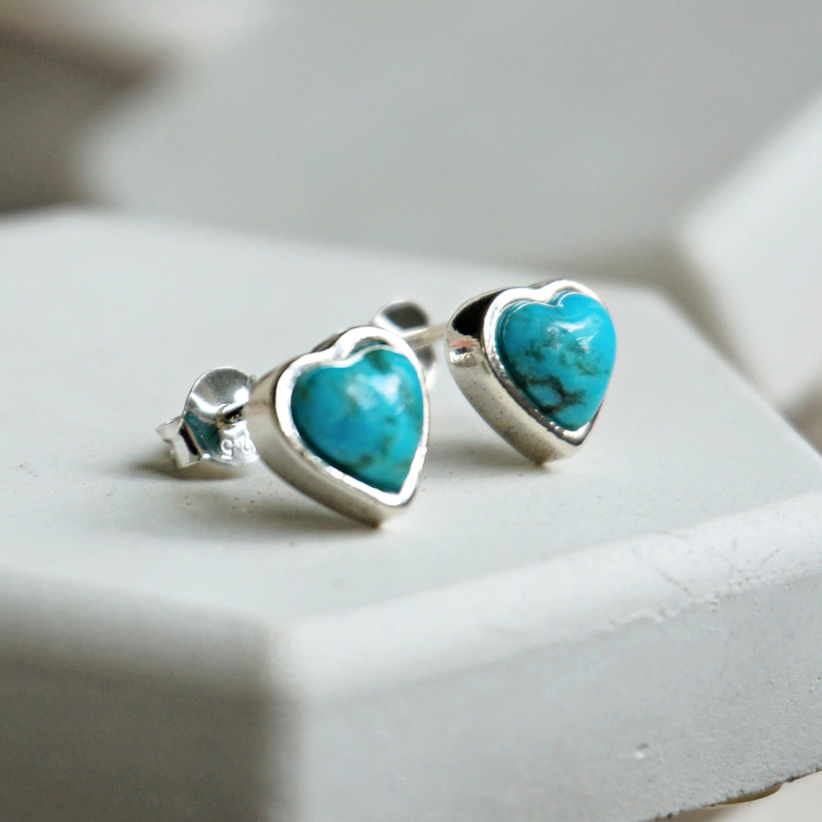 The Stone Mini Heart Earrings in Gold/Turquoise