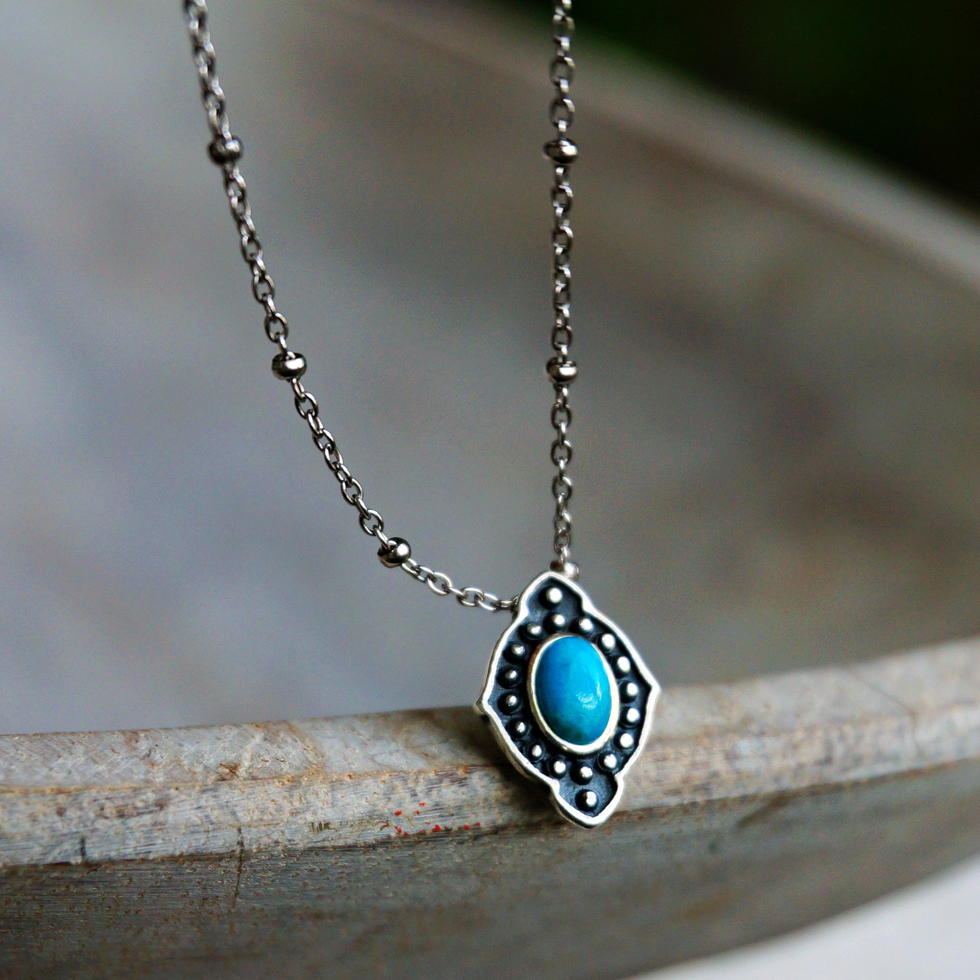 Yana Turquoise Necklace | Genuine Turquoise Sterling Silver