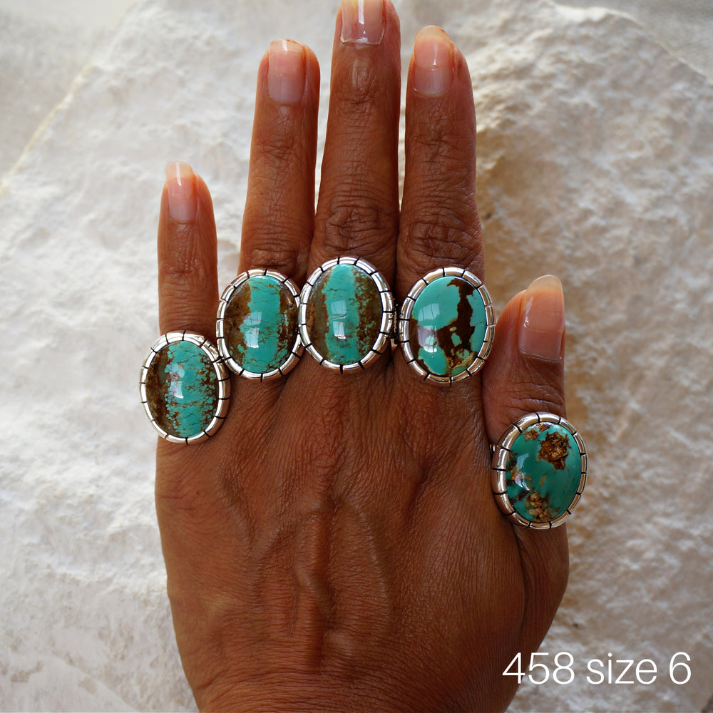 
                  
                    Number 8 Turquoise Sterling Silver Ring 458
                  
                
