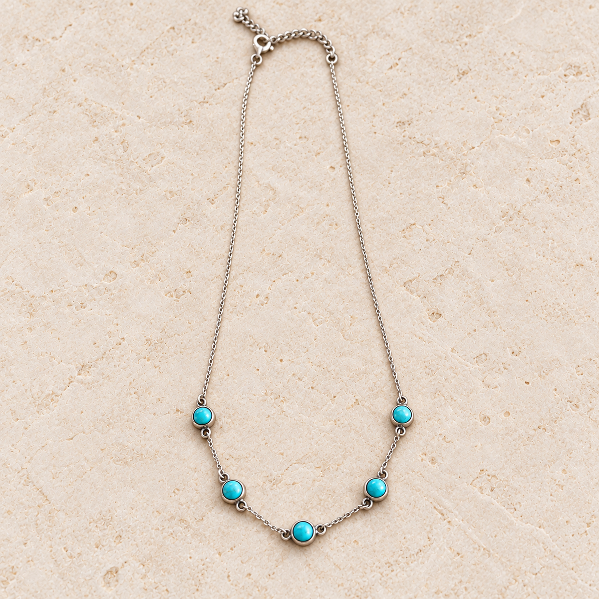 5 Stone Turquoise Choker Necklace