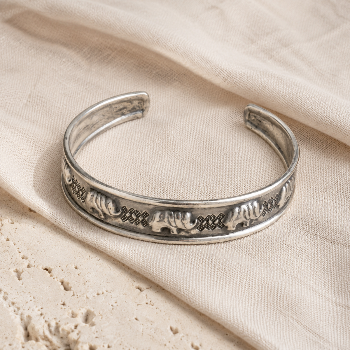 Elephant Parade Sterling Silver Cuff Bracelet