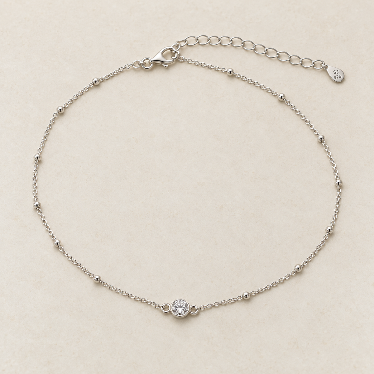 Single Stone CZ Anklet