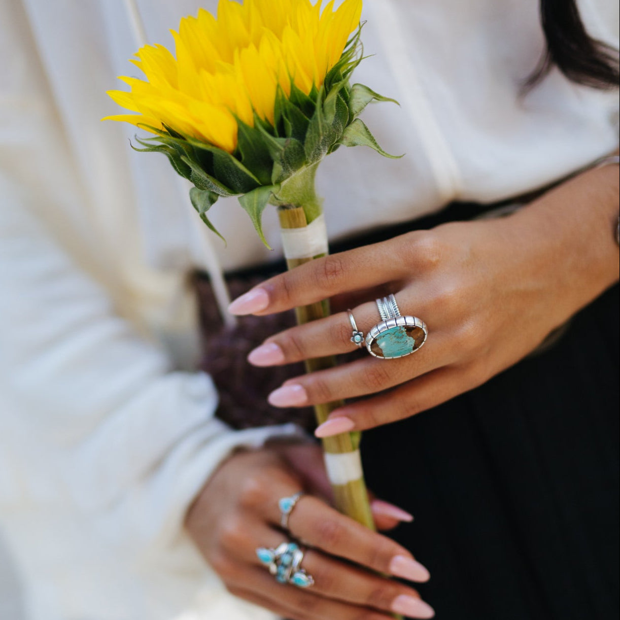 Number 8 Turquoise Sterling Silver Ring 458
