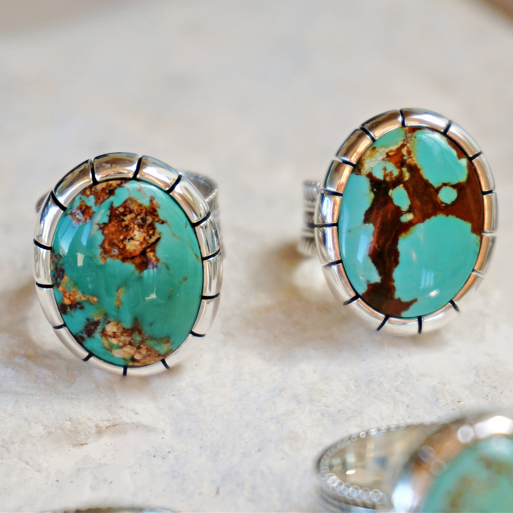 
                  
                    Number 8 Turquoise Sterling Silver Ring 458
                  
                