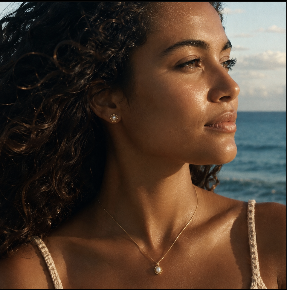 Maya 18k Gold Earrings - Mother of Pearl
