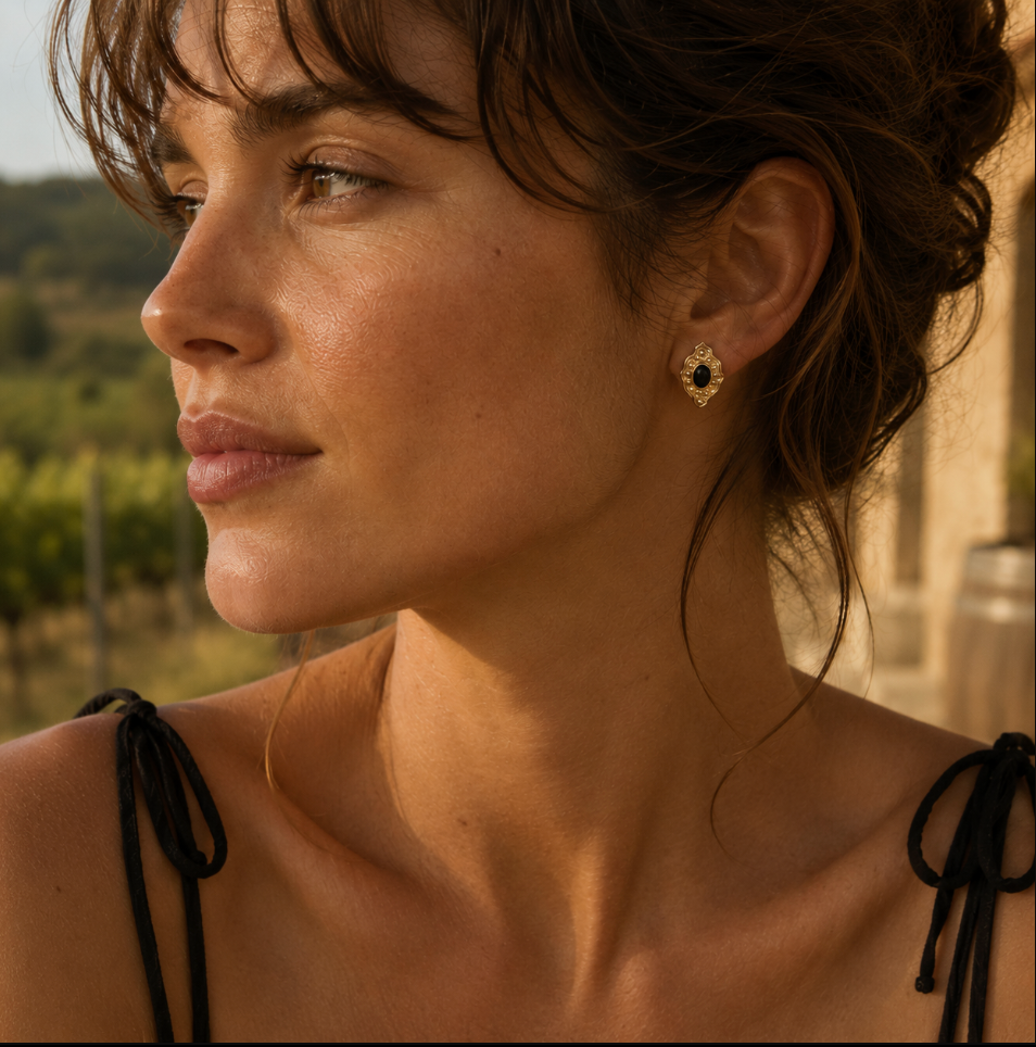Yana 18k Gold Earrings - Onyx