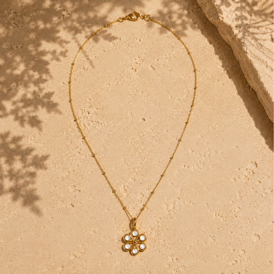 18K Gold Iris Necklace - Mother Of Pearl