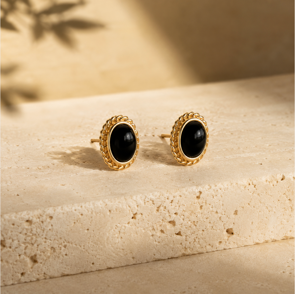 Fala 18k Gold Earrings - Onyx