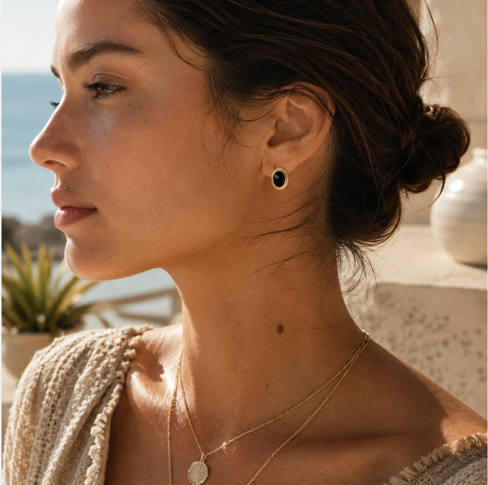 Fala 18k Gold Earrings - Onyx