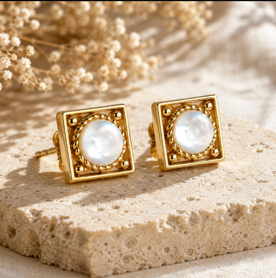 Catalina 18k Gold Earrings - Mother of pearl