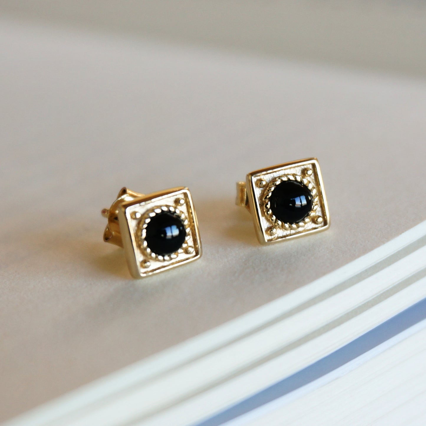 Catalina 18k Gold Earrings - Onyx
