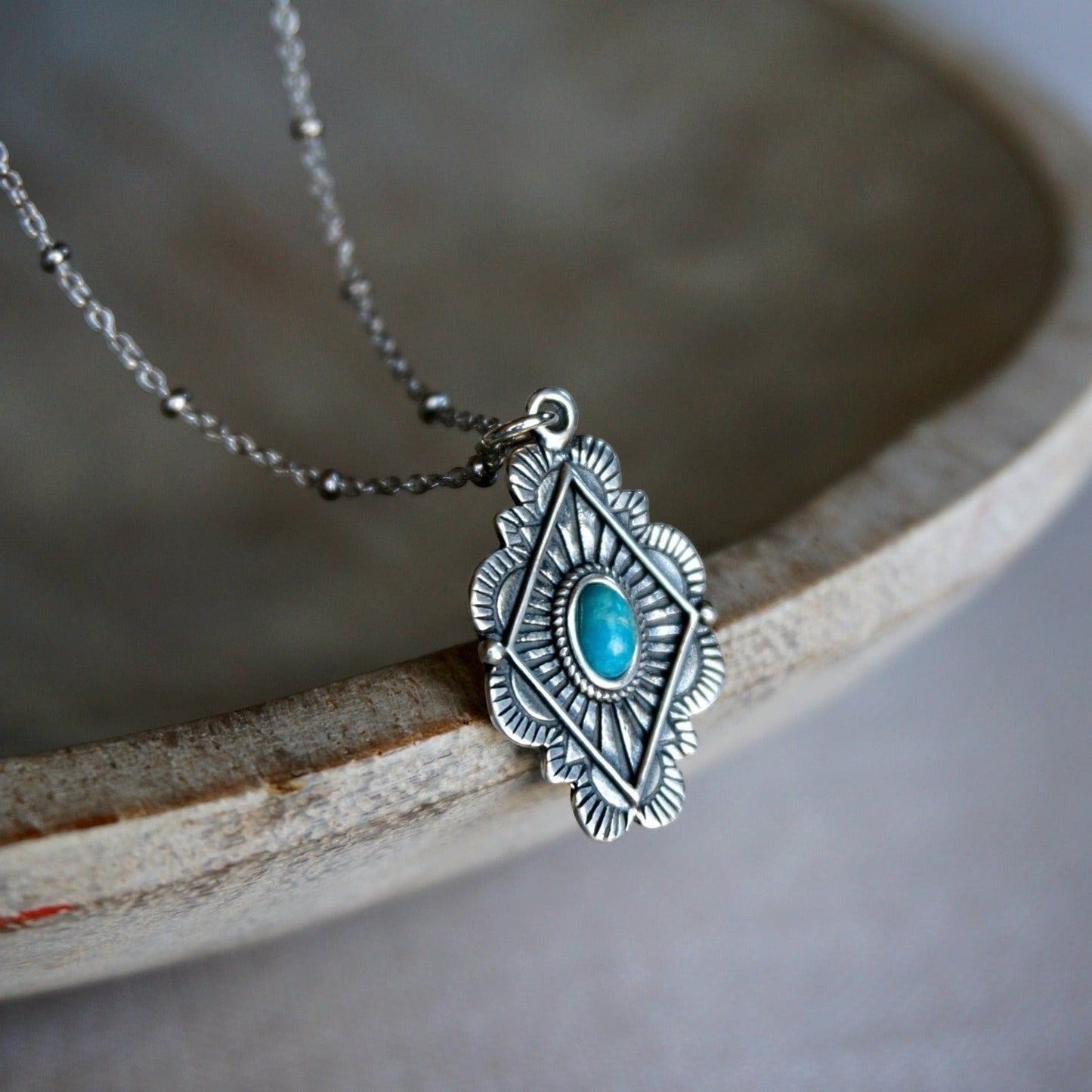 SOWELL JEWELRY Leif turquoise necklace featuring an oval stone in a handcrafted sterling silver southwestern setting