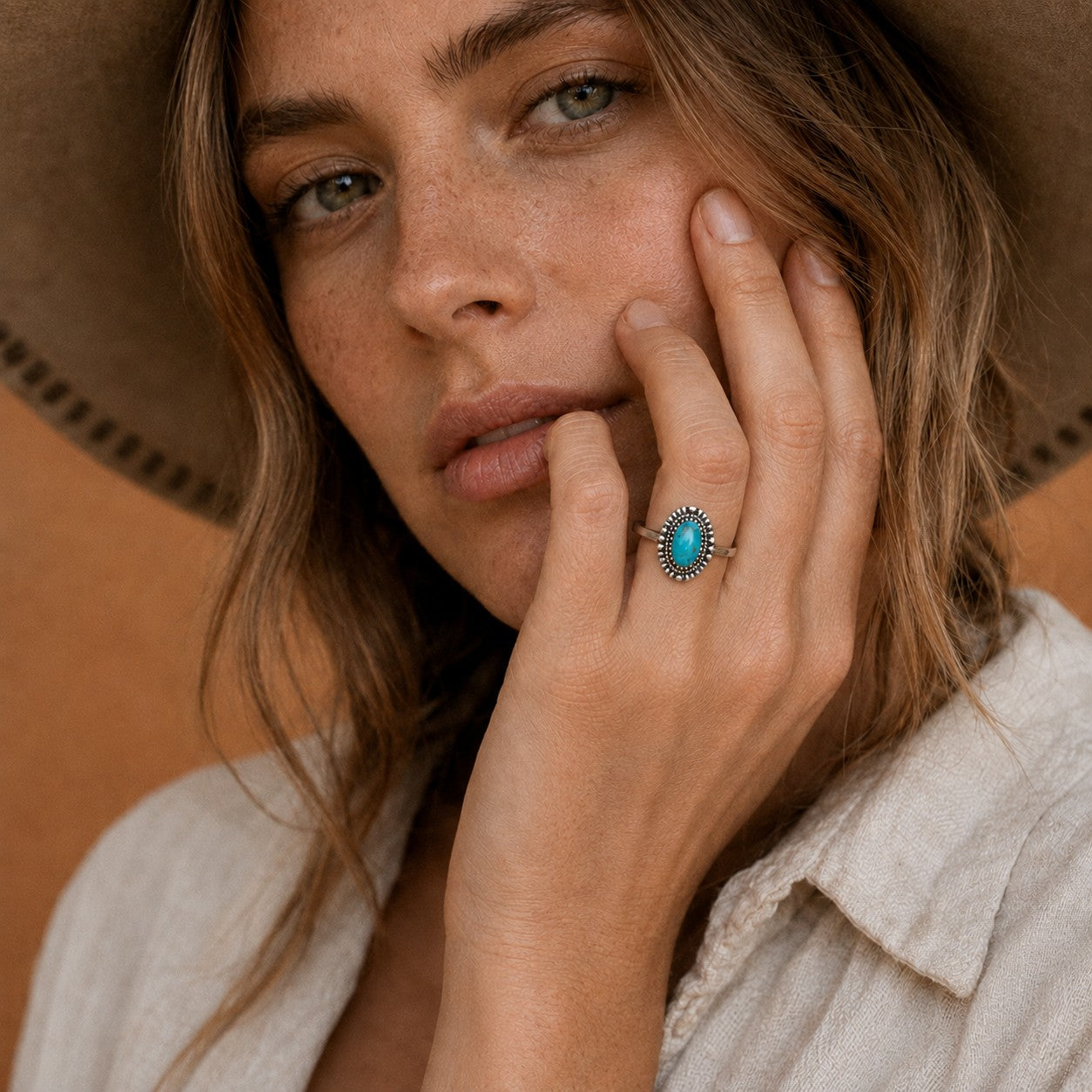 SOWELL JEWELRY Riley statement ring featuring a genuine turquoise stone in a handcrafted sterling silver setting.