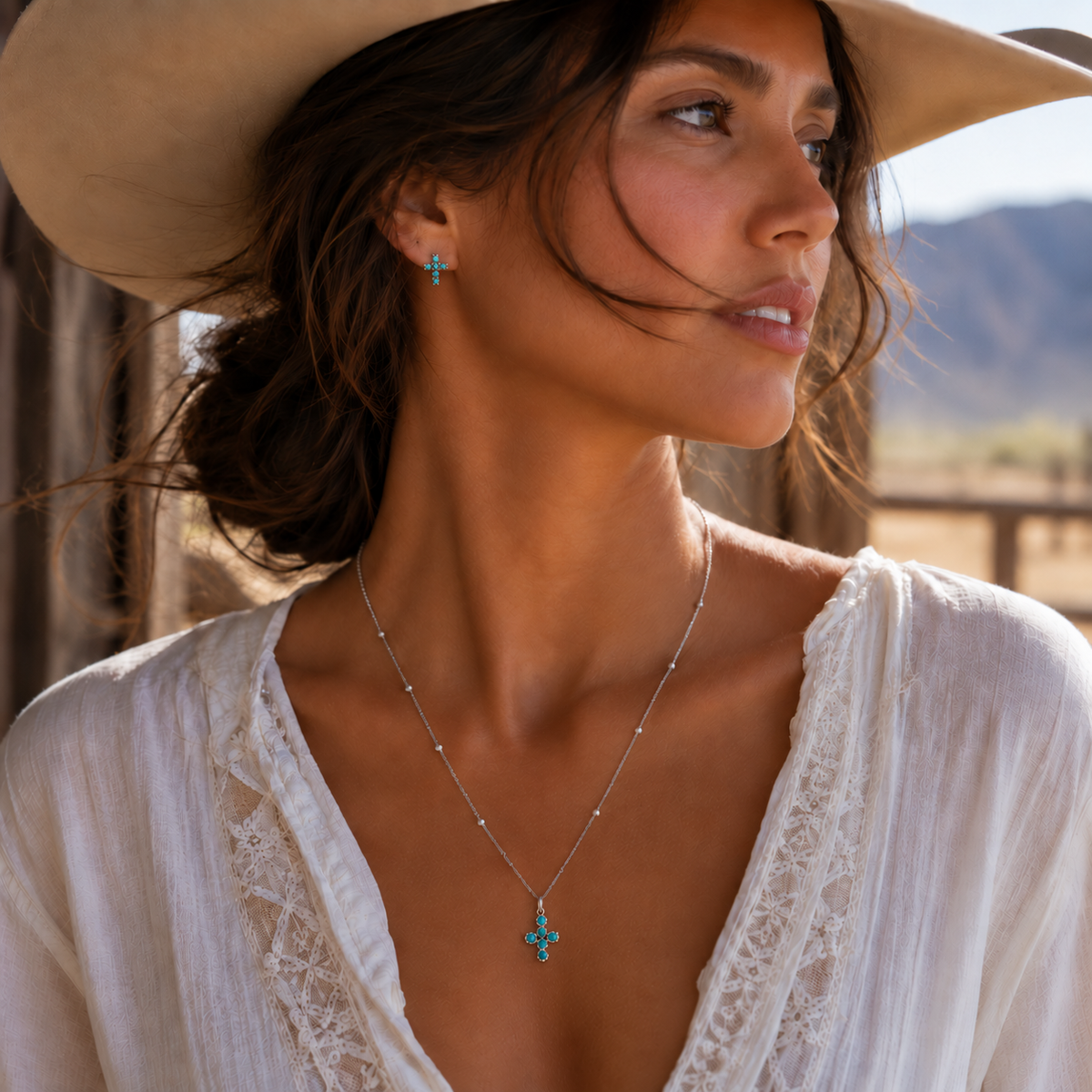Desert Cross Turquoise Necklace