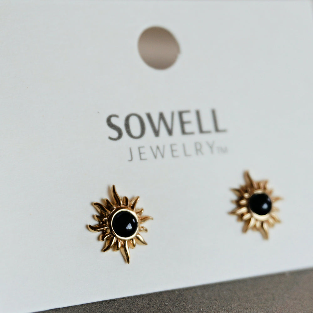 Sunburst 18K Gold Earrings - Onyx