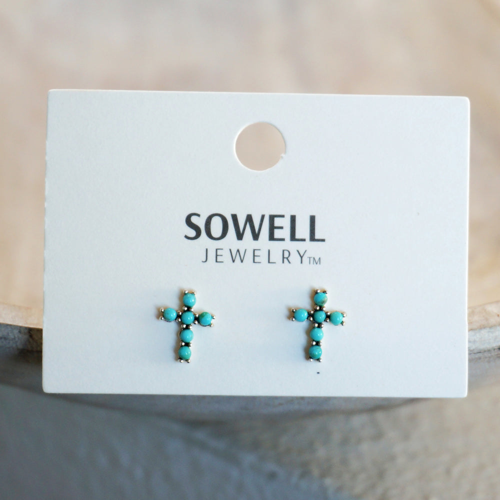 Turquoise Cross Stud Earrings