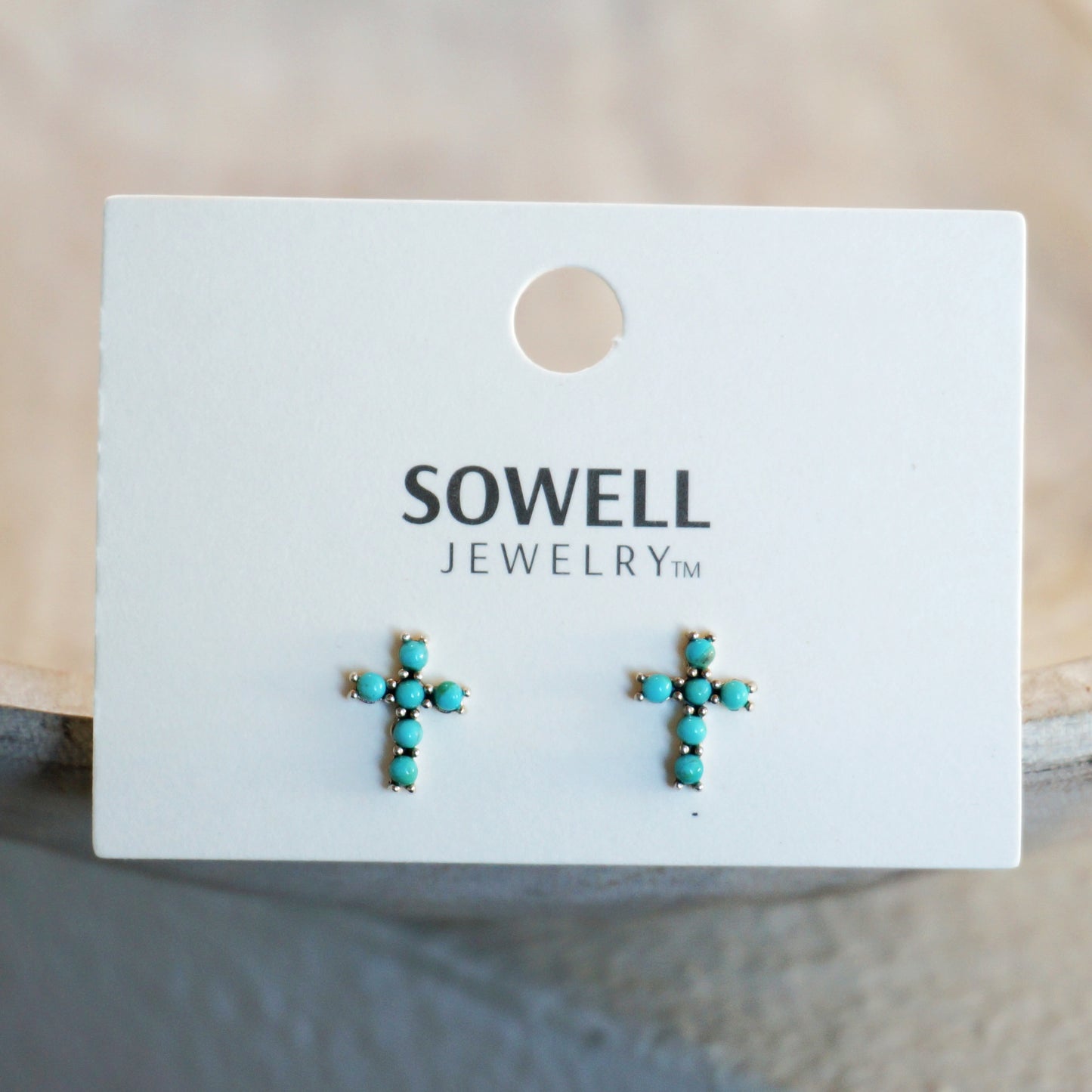 Turquoise Cross Stud Earrings
