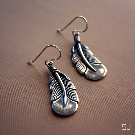 Silver Feather Earrings - SOWELL JEWELRY