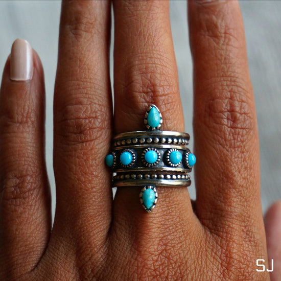 Load image into Gallery viewer, Hachi Turquoise Ring Band - SOWELL JEWELRY
