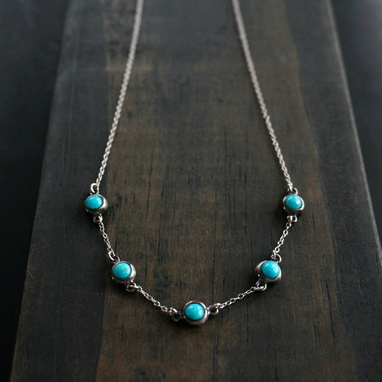 Load image into Gallery viewer, 5 Stone Turquoise Necklace - SOWELL JEWELRY
