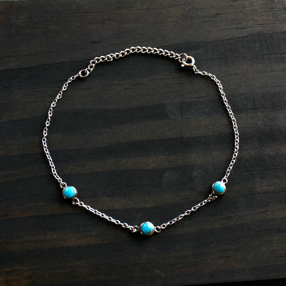 3 Stone Silver Anklet - SOWELL JEWELRY