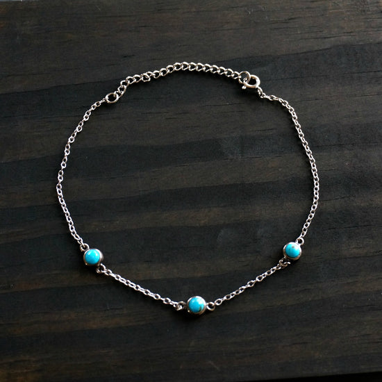 3 Stone Silver Anklet - SOWELL JEWELRY