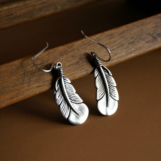 Silver Feather Earrings - SOWELL JEWELRY