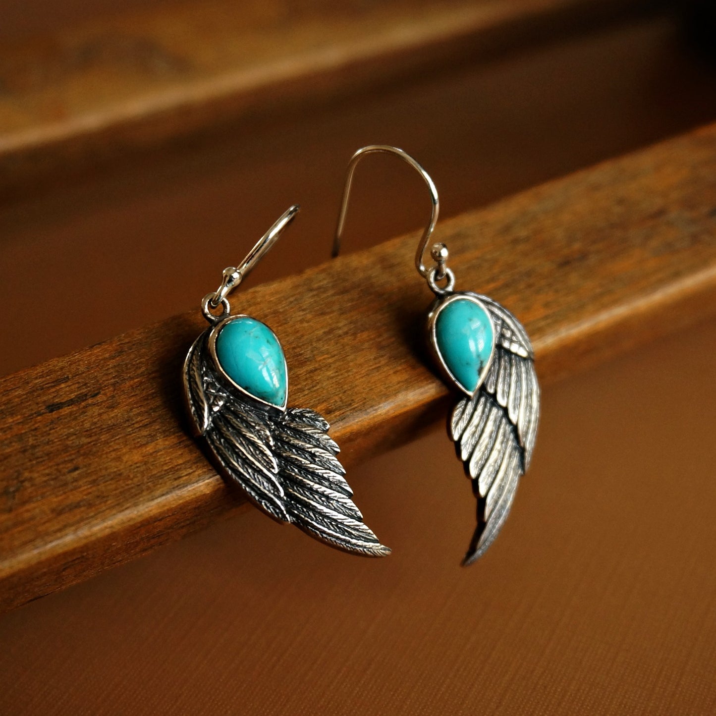 Eagle Wing Turquoise Earrings - SOWELL JEWELRY