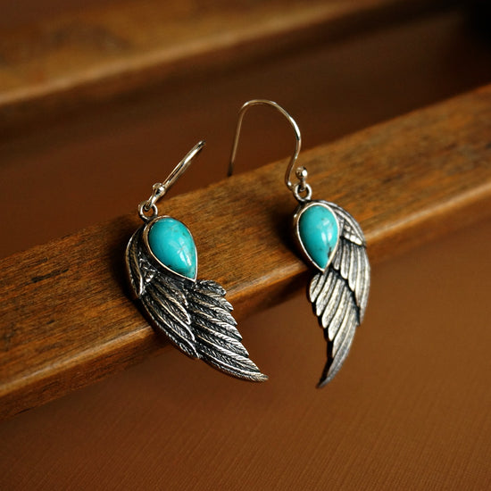 Eagle Wing Turquoise Earrings - SOWELL JEWELRY