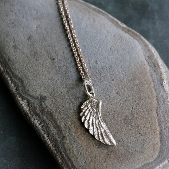 Load image into Gallery viewer, Petite Silver Wing Pendant - SOWELL JEWELRY
