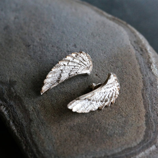 Load image into Gallery viewer, Silver Wing Post Earrings - SOWELL JEWELRY
