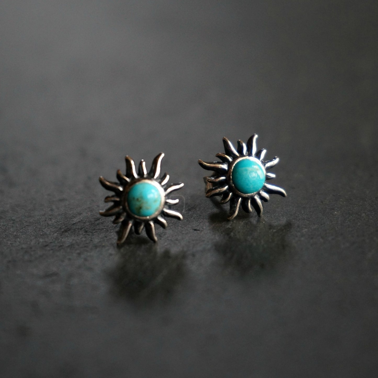 Load image into Gallery viewer, Sunburst Turquoise Earrings - SOWELL JEWELRY
