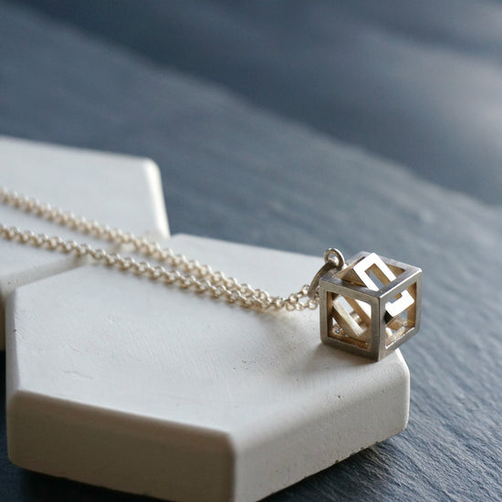 Silver Cube Pendant - SOWELL JEWELRY