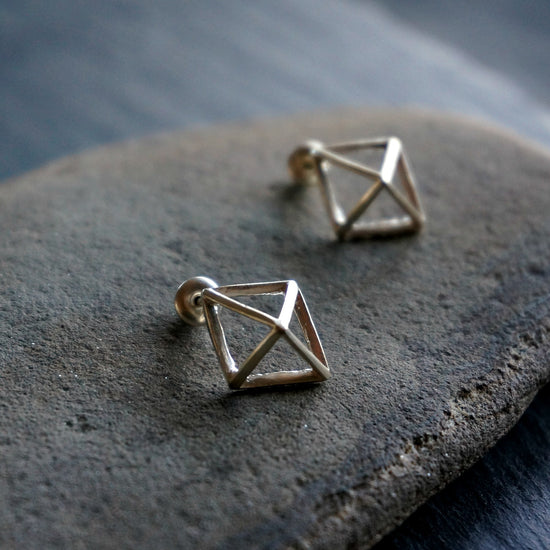 Rhombus Cube Stud Earrings - SOWELL JEWELRY