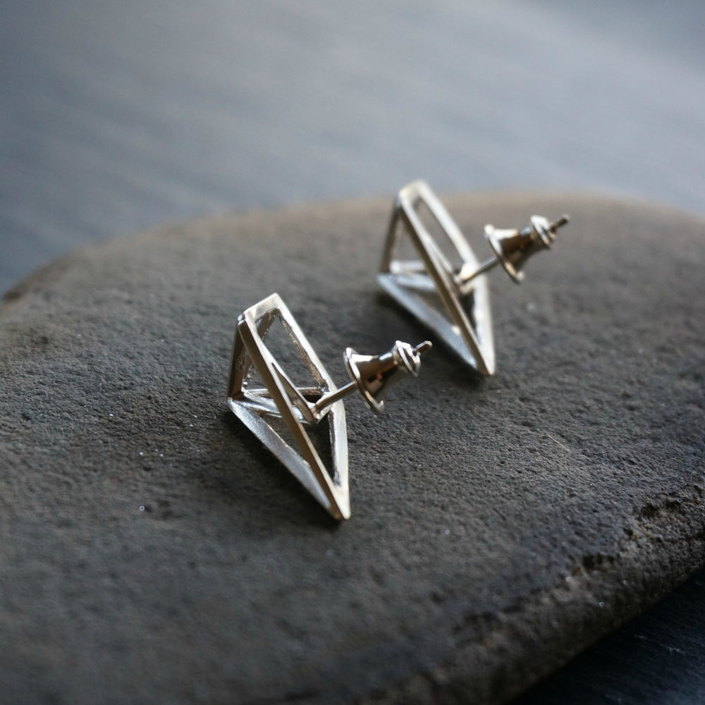 
                  
                    Rhombus Silver Stud Earrings - SOWELL JEWELRY
                  
                