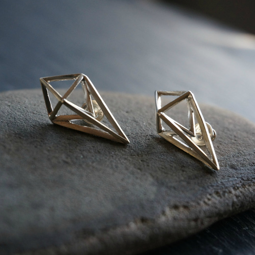 
                  
                    Rhombus Silver Stud Earrings - SOWELL JEWELRY
                  
                