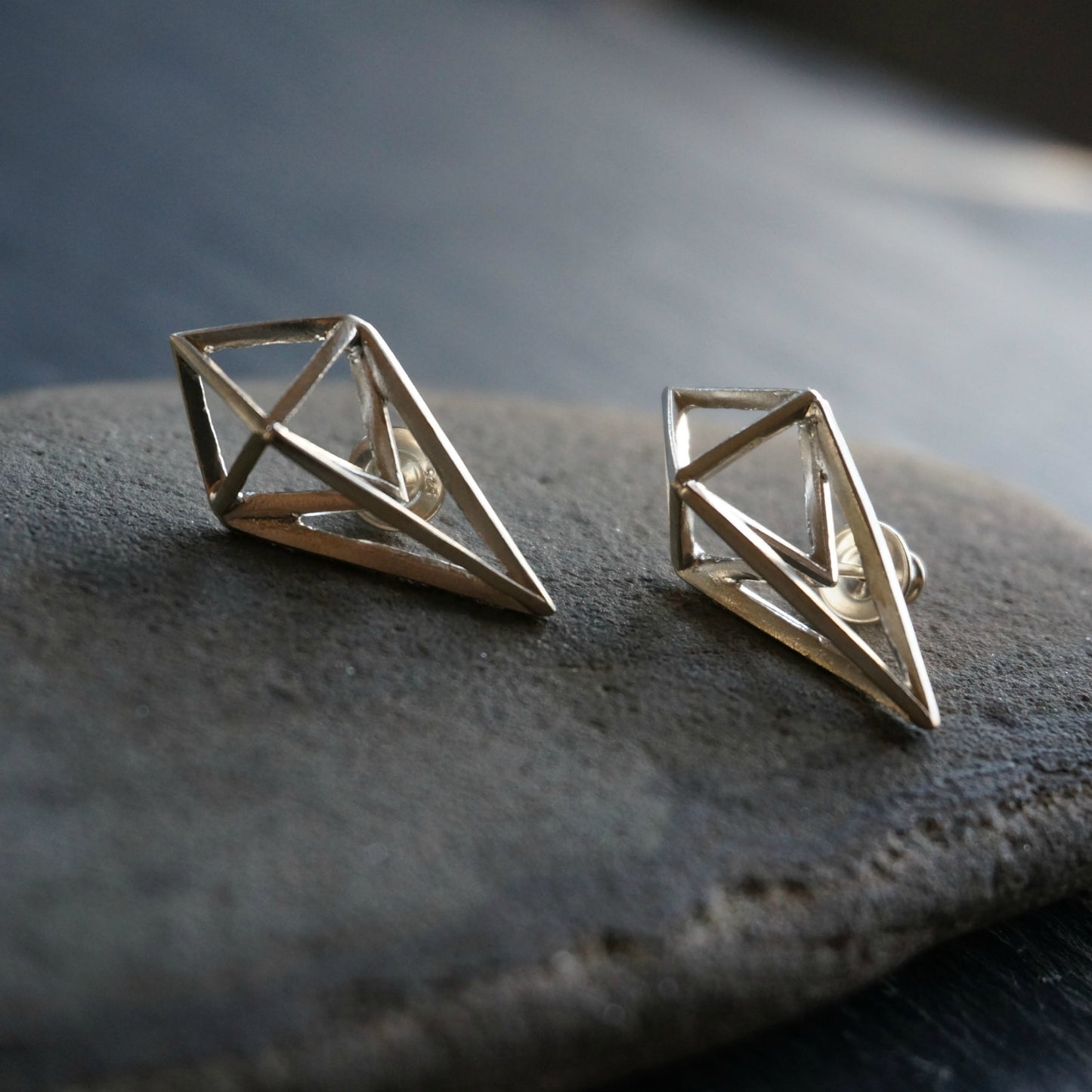 Rhombus Silver Stud Earrings - SOWELL JEWELRY