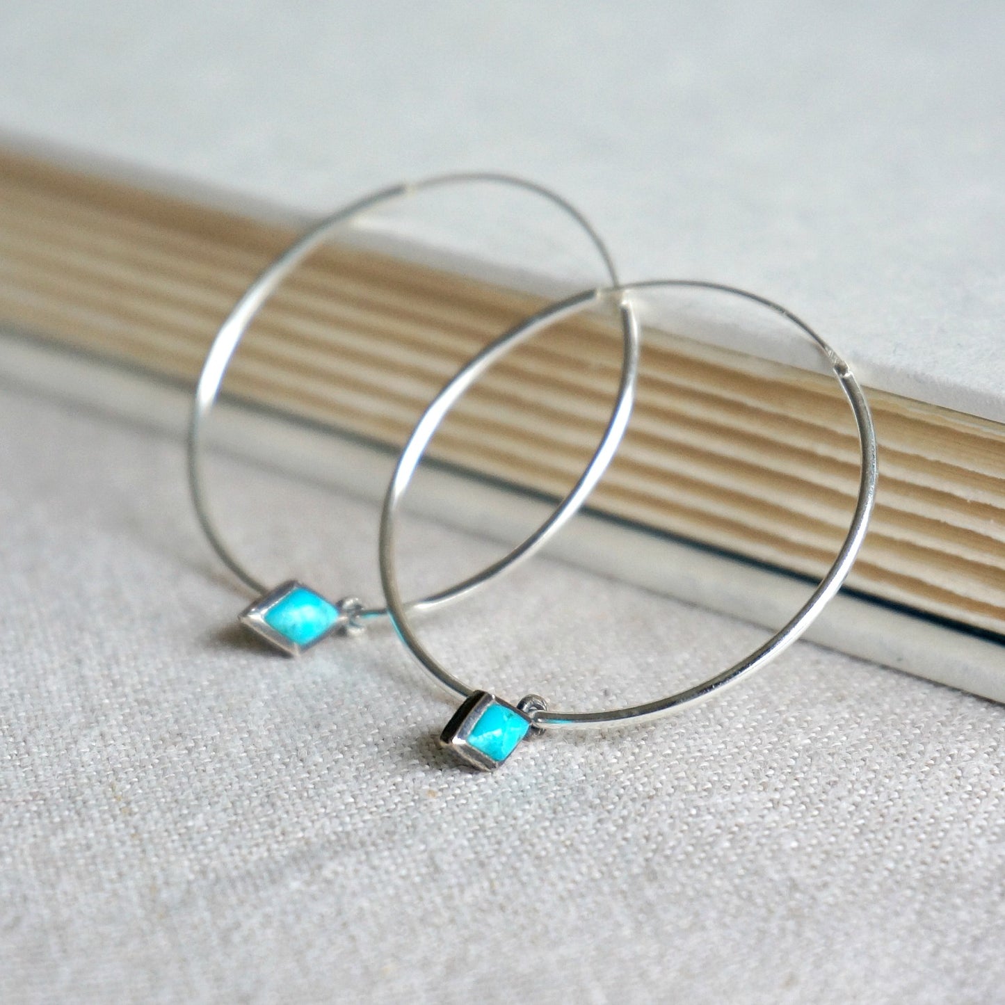 Load image into Gallery viewer, Dior Turquoise Hoop Earrings - SOWELL JEWELRY
