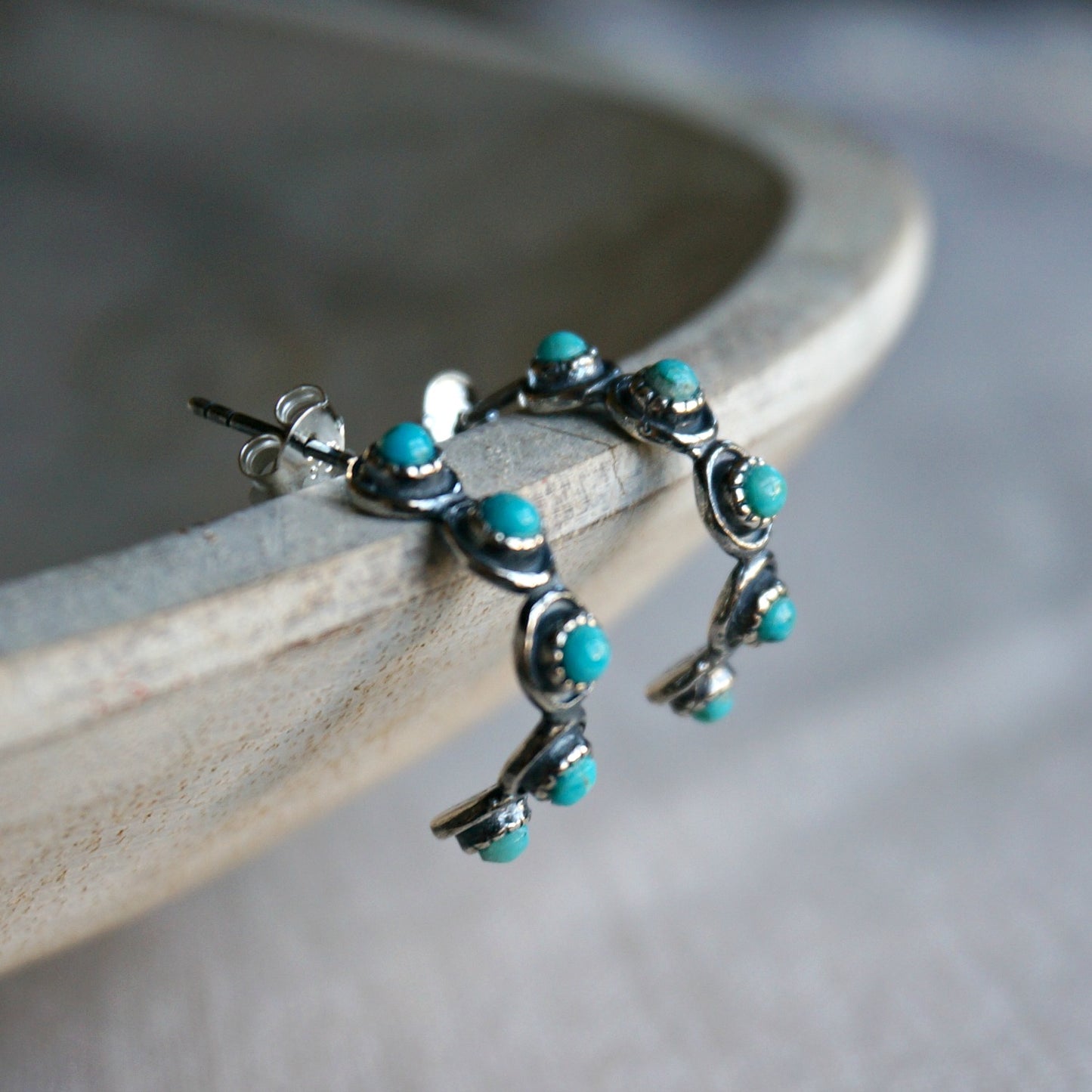 Sam Turquoise Hoop Earrings - SOWELL JEWELRY