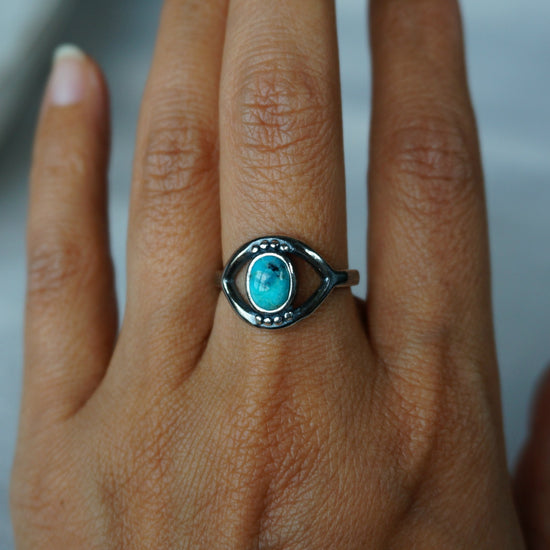 Load image into Gallery viewer, Evil Eye Turquoise Ring - SOWELL JEWELRY
