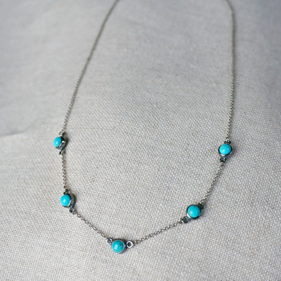 Load image into Gallery viewer, 5 Stone Turquoise Necklace - SOWELL JEWELRY
